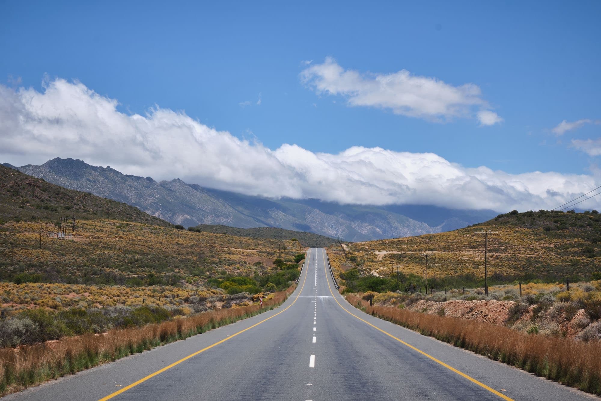 A straight rural road in South Africa